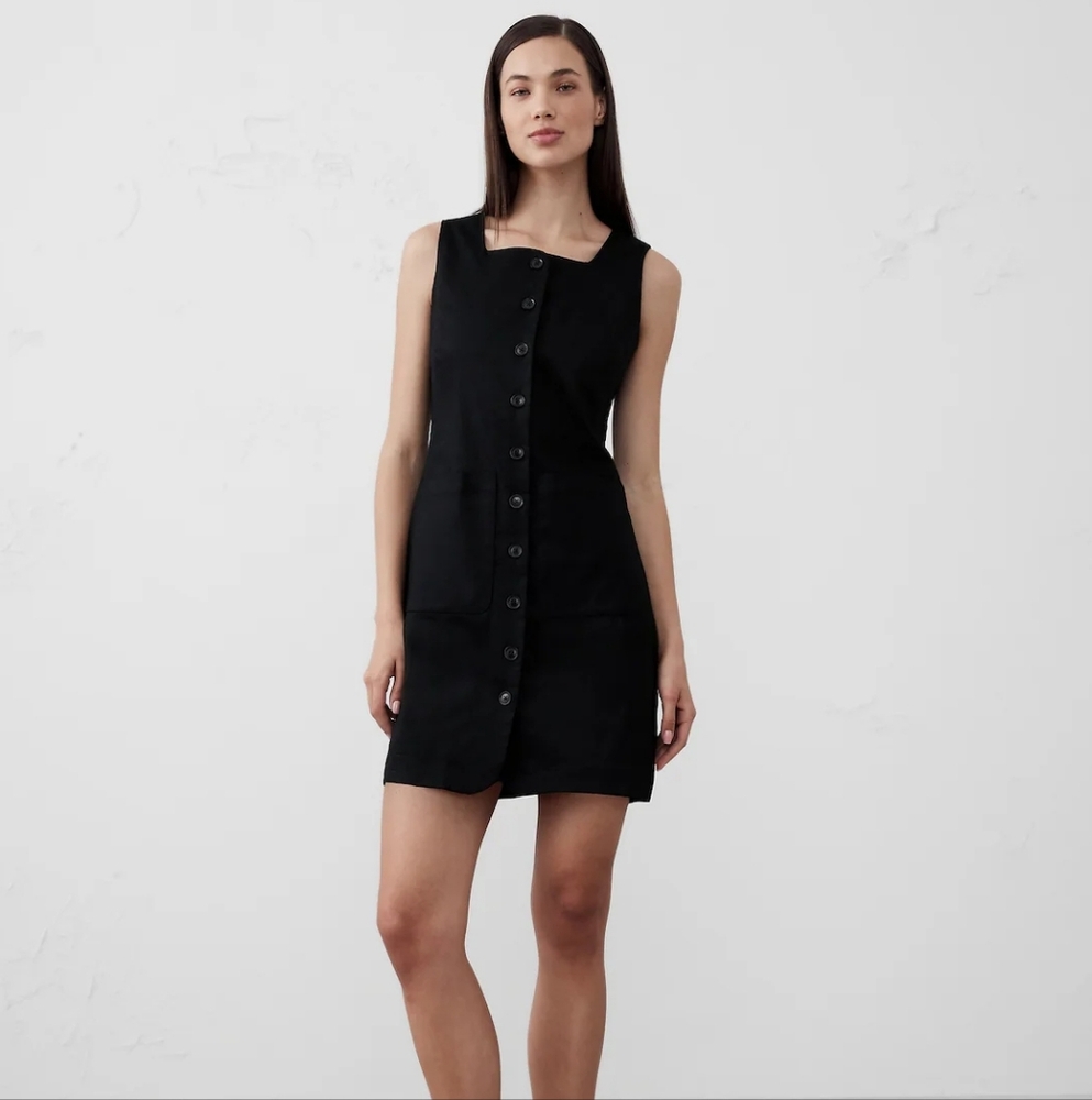Banana Republic Factory Black Button-Front Dress